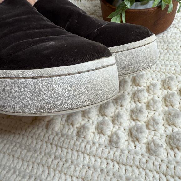 VINCE Women's Sz 10 Warren Velvet Platform Slip On Sneaker Shoes Chocolate Brown - Picture 7 of 15